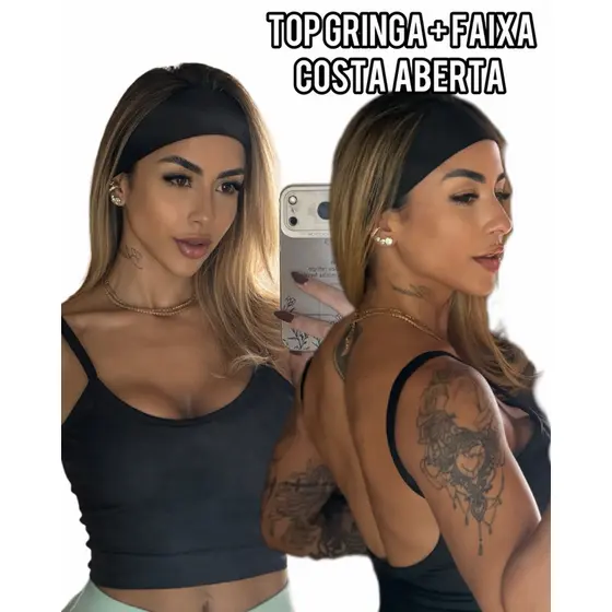 Top Gringa Fitness Costa Aberta com Faixa | Zero Transparência