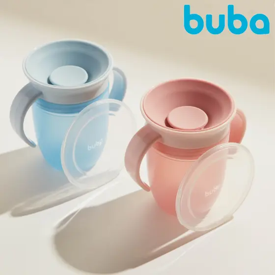 Copo de Treinamento Buba 360 para Bebê Infantil Antivazamento Para Introdução Alimentar 210 ml