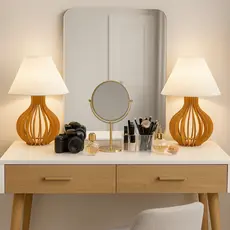 Kit 2 Abajur Quarto Decoração Luminária De Mesa Cúpula de Linho Decoração Sala