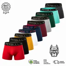 Kit 10 Cuecas Boxer Pitbull American Masculina 🔥 Poliamida com Elastano Conforto Premium