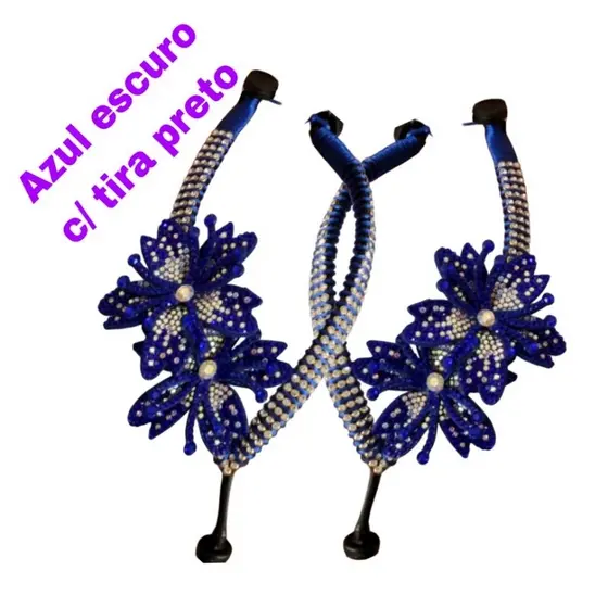 Correia tira slim costumizada com flor de feltro e cristal