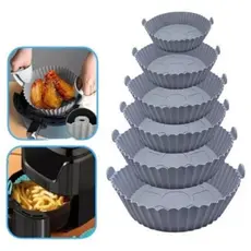 Kit 6 Formas Cesto Antiaderente Air Fryer Em Silicone Reutilizável Protetor Microondas Panela Forno
