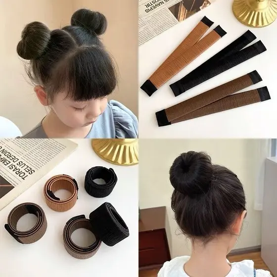 Acessórios De Cabelo Feminino Sweet French Faixa Feita À Bola De Torção Ferramenta De Bricolage Bun Maker Donuts Sintéticos Cabeça