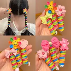 1 PC Nova Cor Do Arco-Íris Bonito Alta Elástica Espiral Corda De Cabelo Cabeça Rabo De Cavalo Anel Faixa De Borracha C