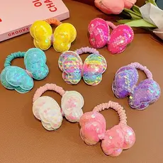 1PC Novas Lindas Lantejoulas Borboletas Meninas Rabo De Pônei Faixas De Cabelo Elásticas Crianças Laços Princesa Acessórios Baby Headwear