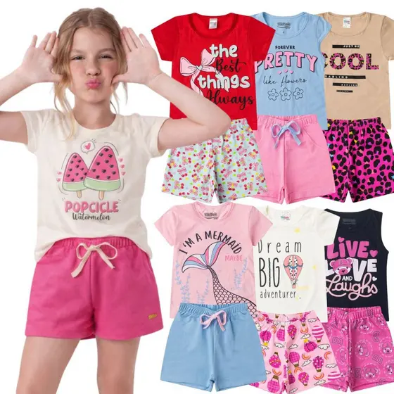 Kit 6 Peças de Roupa Infantil Menina Verão Feminino