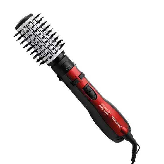 Escova Rotativa Mondial ER09 Ceramic Íon Turbo 5x1 1200W Vermelha