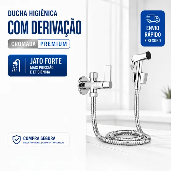 Ducha Higiênica Com 2 Saídas Banheiro Metal Chuveirinho Intimo Com Derivação Caixa Acoplada