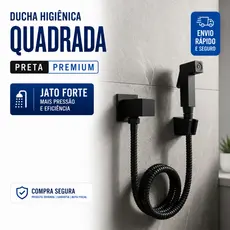 Ducha Higiênica Banheiro Lavabo Lavatório Preto Fosco Quadrada 100% Metal Luxo