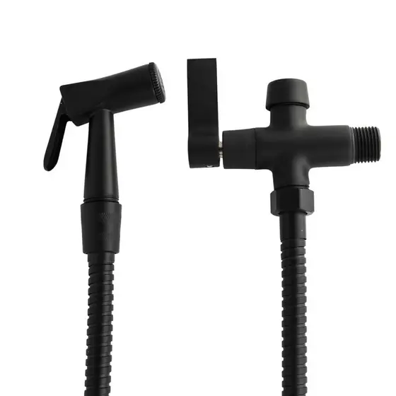 Ducha Higienica com Derivacao Adaptador Preto Fosco 2 Saidas