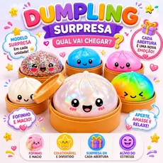Caixa Surpresa Glitter Dumpling Squishy Antiestresse Paozinho Chines