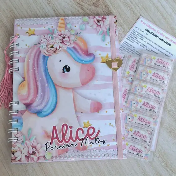 Kit Agenda Escolar + Adesivo Termocolantes