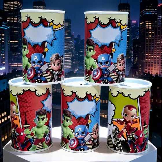 Kit Cofrinho Personalizado Festa Infantil | Lembrancinha Aniversário | Heróis | Todos os Temas  | Envio rápido