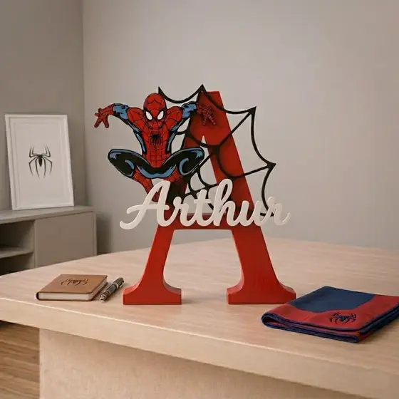 Letreiro Temático Homem Aranha Personalizado com Nome | Decoração Festa Infantil | Impressão 3D