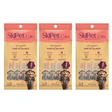 Kit 3 Skipet Petisco Gato Pure De Salmão Churu 12 Saches 15g