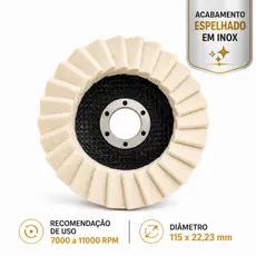 DISCO FLAP DE FELTRO PARA POLIMENTO INOX METAIS 115MM