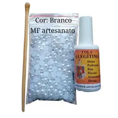 KIT NOVO MEIA PÉROLA ( 6.MM 500 PÇS + COLA + PEGA PÉROLA ) CORES NA VARIAÇÃO.