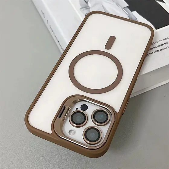 Capa Case Magsafe Suporte Metal iPhone 11 12 13 14 15 Pro Max Kit Proteção de Lente da Câmera
