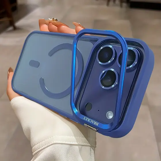 Capa Transparente de Luxo Lente Metálico Magnético Sem Fios para Carregamento para iPhone 17 16 15 14 13 12 11