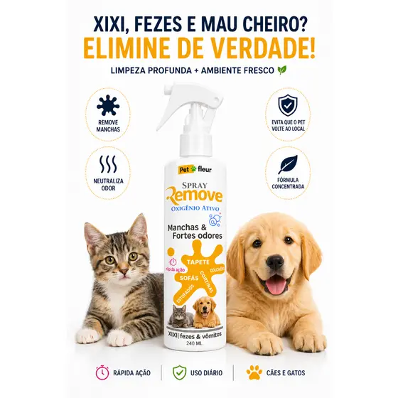 Tira Manchas E Fortes Odores Ambiente Com Cães E Gatos Antiodor enzimático - elimina bactéria de caixas de areia gatos