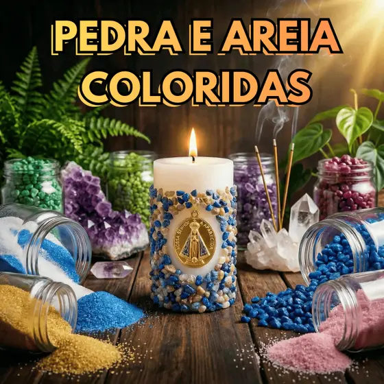 KIT Pedras e Areia Coloridas P/ Vela Gruta Vasos Decorativos Cuba de Pia Velas Aromáticas