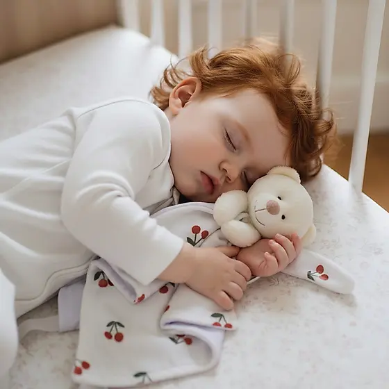 Naninha Infantil Menina Cerejinha Vermelha em Plush com Paninho Forro Algodão e Prendedor
