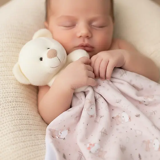 Naninha Infantil Bailarina Rosa Pelúcia com Paninho Porta Chupeta Conforto Para Rotina do Sono