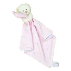 Naninha Infantil Menina Florzinha Rosa com Ursinho em Pelúcia Macia e Forro de Malha