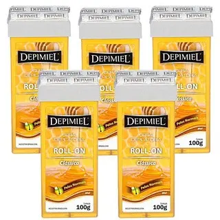 Kit 5 Unid Cera Depilatória Depimiel Roll-on Clássica 100g