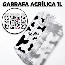 Garrafa Acrílica Transparente Portátil Caixa de Leite Milk Decorativa  500ml Geladeira Academia Escola