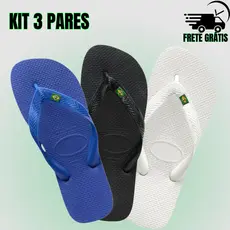 Tres Pares de Chinelo Brǟsil Da Bǟndeirinha Masculino e Feminino Sandalia Dedo Confortavel Envio Imediato
