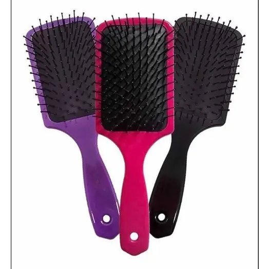 Kit 03 Escova Raquete Almofadada Roxa Rosa Preta 533