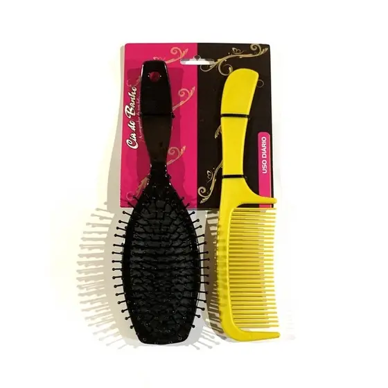 Escova Oval almofada Black gratis Pente