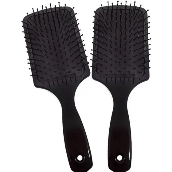Kit 2 Escovas Raquete Preta Almofadada Quadrada Preta Black 533