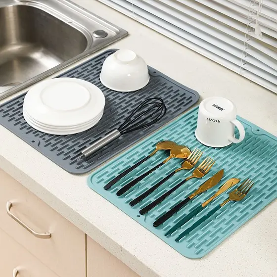 Tapete silicone Escorredor Louça Em Silicone Para Pia Mesa Cozinha Secagem Rápida