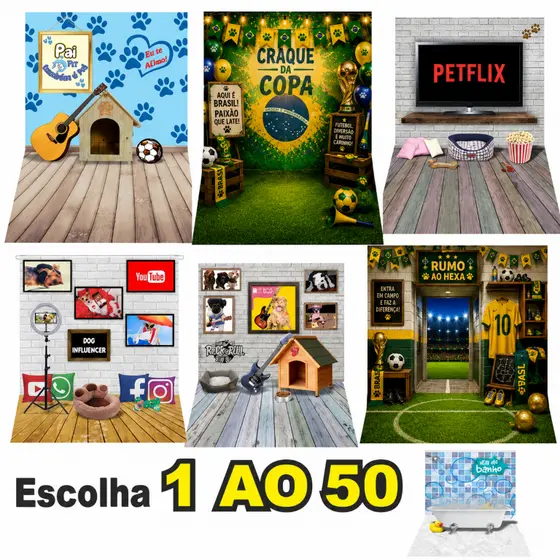 Painel Fundo Fotográfico Pet Shop Vários Modelos Cenário Para Fotografia Confeccionado em Lona Fosca Não Precisa Suporte
