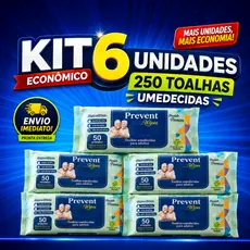 KIT 6 PACOTES DE LENÇOS UMEDECIDOS PARA ADULTOS PREVENT WIPES, BANHO DE LEITO, GERIÁTRICO
