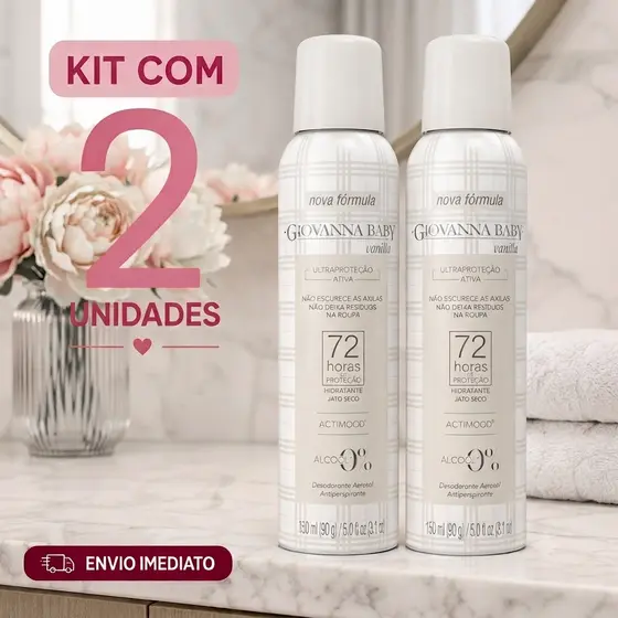 KIT 2 UND DESODORANTE AEROSOL GIOVANNA BABY VANILLA ZERO ALCOOL