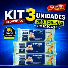 KIT 3 PACOTES LENÇOS UMEDECIDOS ADULTO, HIGIENE INTIMA, BANHO DE LEITO, TOALHAS UMEDECIDAS PREVENT WIPES