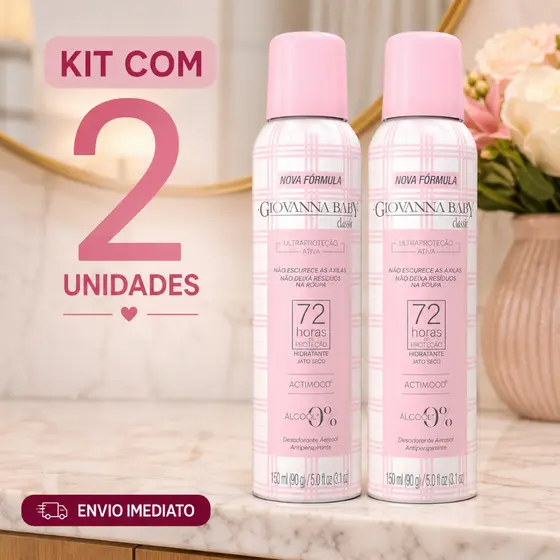 KIT 2 UND DESODORANTE AEROSOL GIOVANNA BABY CLASSIC ZERO ALCOOL