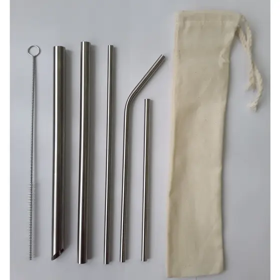 KIT 7 pçs canudos inox ecológicos com canudo  Milk shake, Drink, Bubble tea + Escova de limpeza