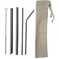 KIT 6 pçs canudos inox ecológicos com canudo  Milk shake,  Bubble tea + Escova de limpeza + bag de algodão