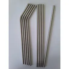 Kit 5 Canudos inox reto + 5 Canudos inox curvado 6mm