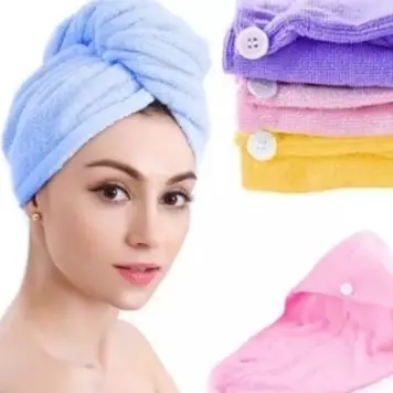 Kit 1 Toalha De Cabelo Banho, Toalha Grossa Mágica Para Secar Cabelo De Microfibra Grossa Touca Pós