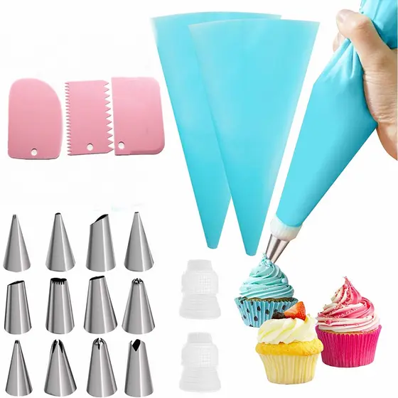 3 Pçs Espatula Decorativa + 24 Pçs Conjunto De Confeiteira Cor Aleatória