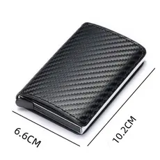 Carteiras Fibra De Carbono Porta-Cartões Masculina Marca Preta Mágica Tripla De Couro