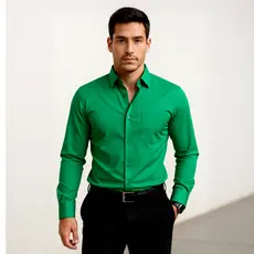 Camisa Masculina de Manga Longa com Bolso Tecido Levemente Elástico, Ideal para Trabalho e Lazer