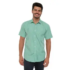 Camisa xadrez masculina casual slim fit manga curta