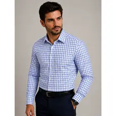 Camisa social manga longa Xadrez Casual De Boa Qualidade Slim Fit Com Elastano