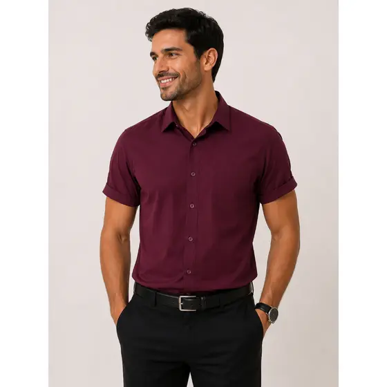 Camisa Social Manga curta com bolso,100% Microfibra,Não amassa,não precisa passar a ferro e é fresco para usar no verão.